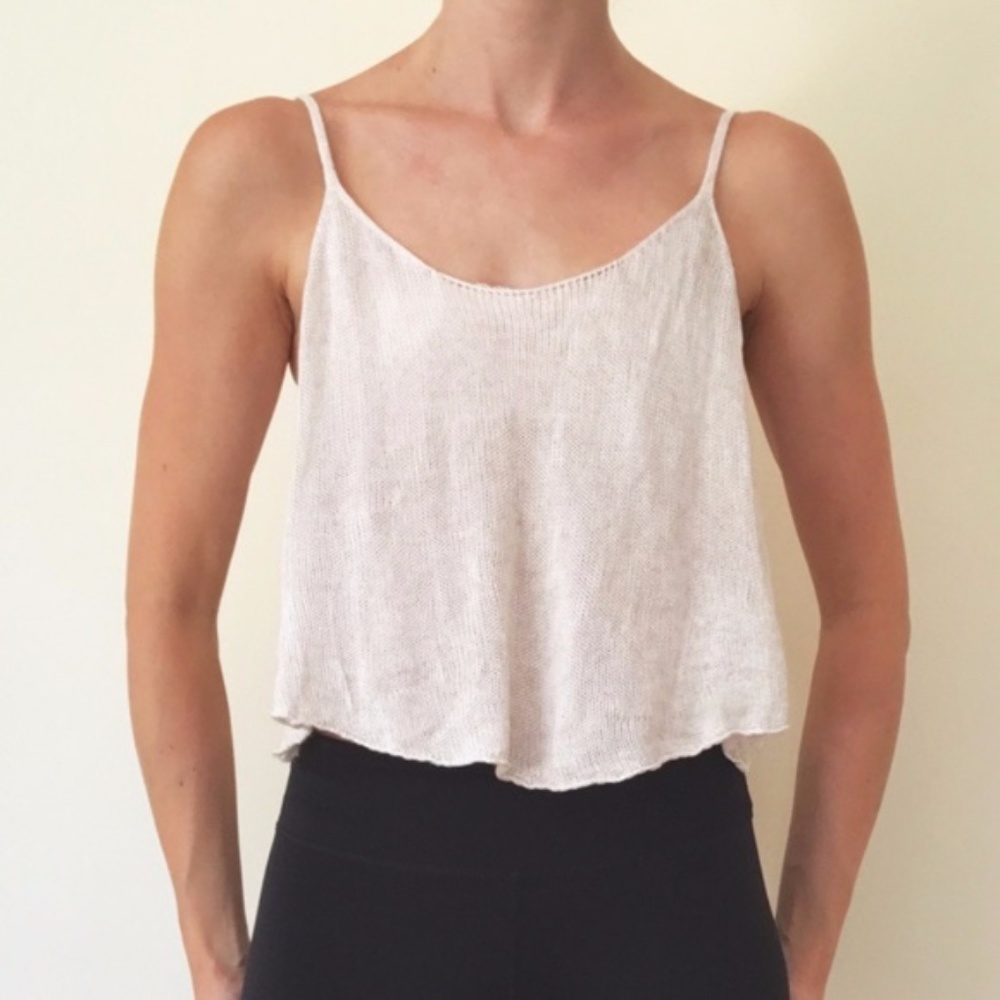BRANDY MELVILLE Neutral Woven Knit Cropped Tank